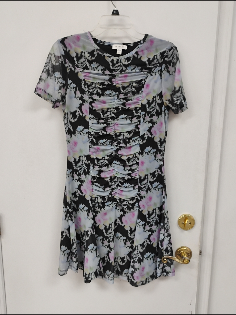 Topshop Floral Ruched Mini Dress Size US 8-10
